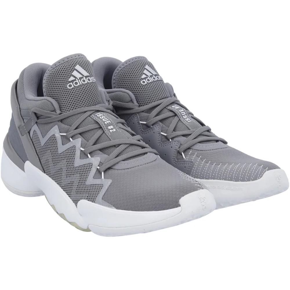 Like New Men’s Adidas D.O.N. Issue #2 Basketball Shoes, Steel Gray & White, 13